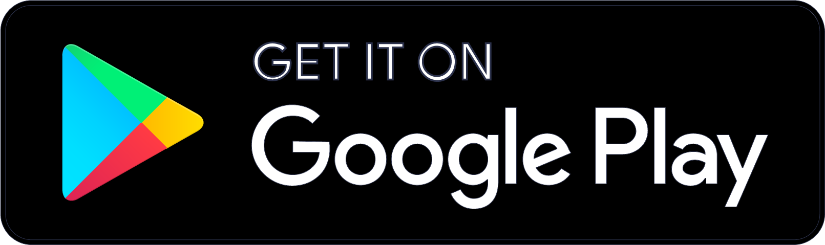 Google Play download button featuring a colorful sideways triangular logo and the text 'GET IT ON Google Play' in white on a black background.